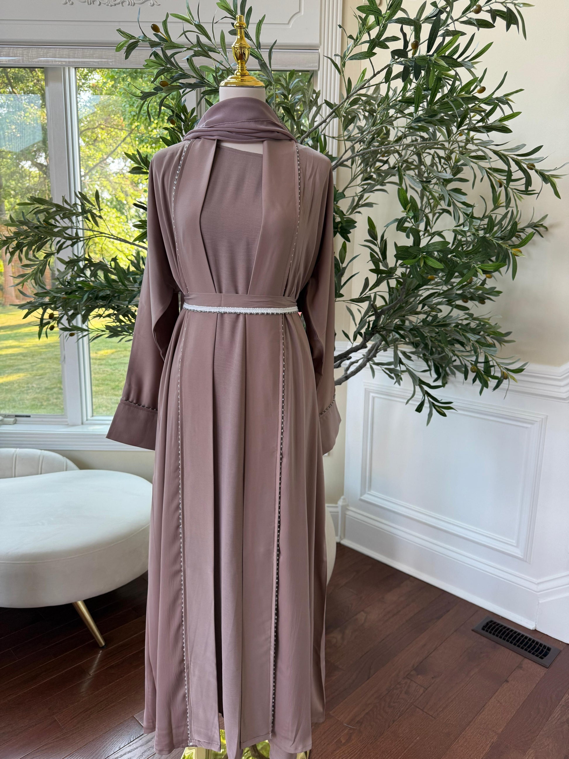 Light Muave Cardigan Abaya