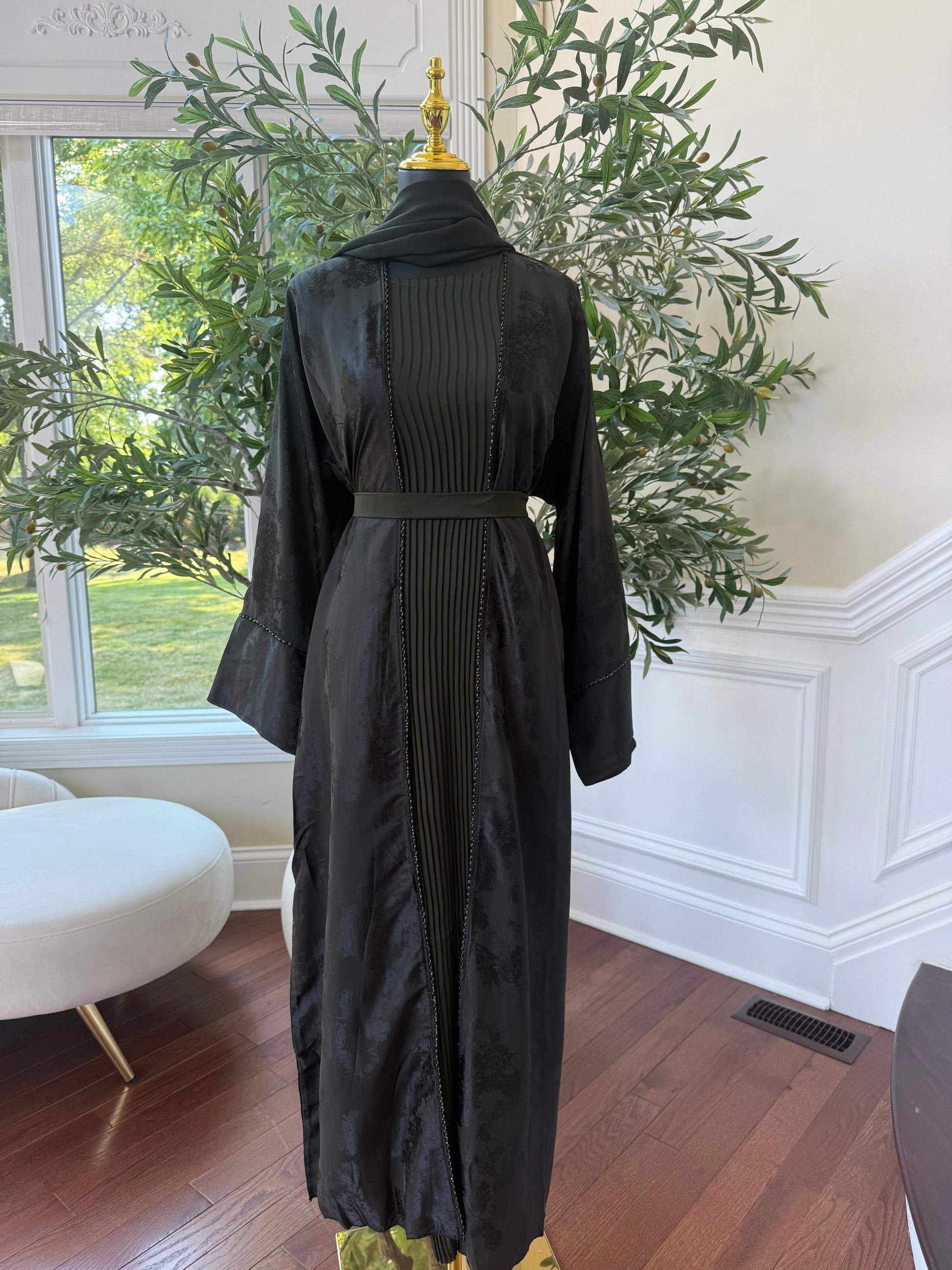 Deep Olive Blossom Abaya