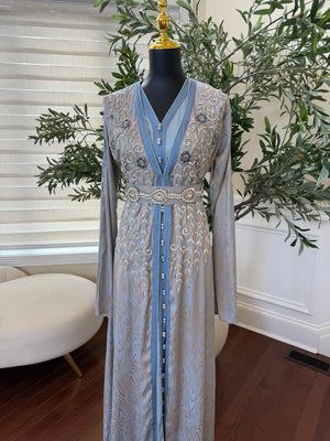 Baby Blue Breeze Luxury Floral Kuftan