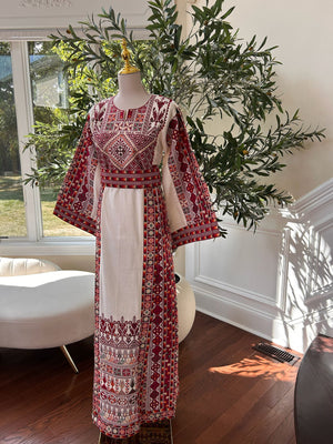 Cream Itamin Tatreez Red Elegance Thobe