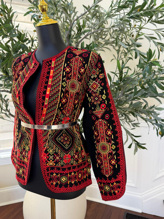 Red Embroidered Tatreez Jacket