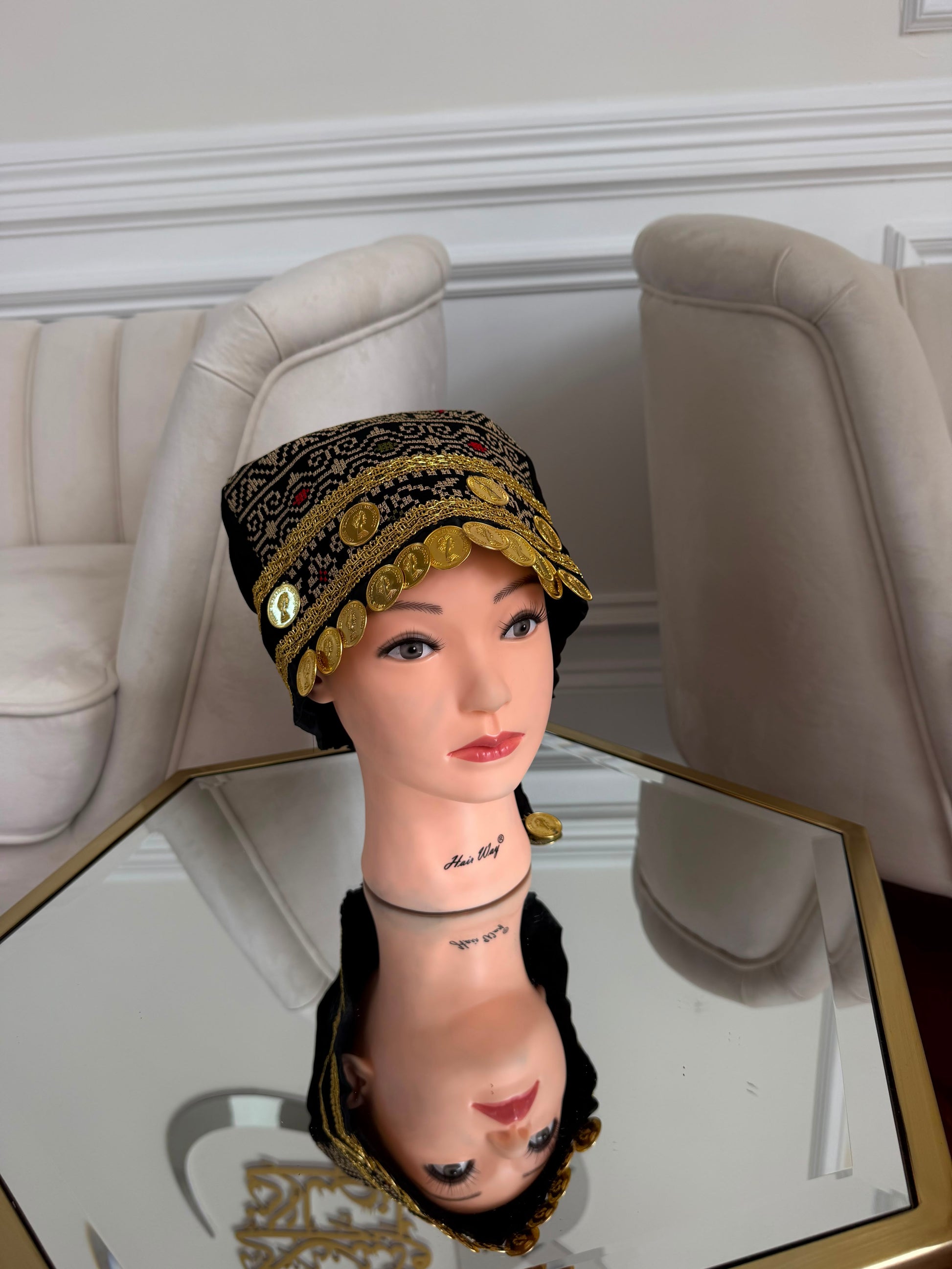 Black Embroidery Tatreez Coin Waka Head Piece- Women’s and Kids
