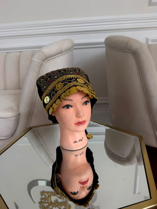Black Embroidery Tatreez Coin Waka Head Piece- Women’s and Kids