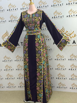 Black Floral Embroidery Essence Thobe
