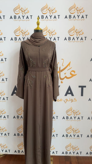 Light Rose Purple Beaded Abaya