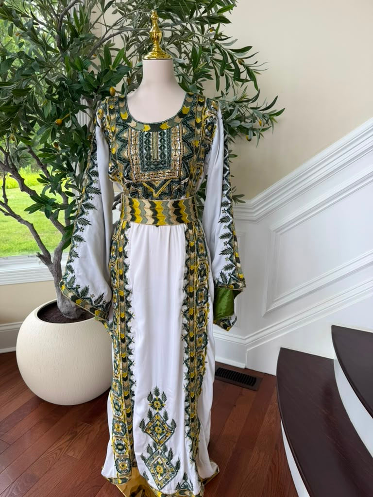 White Embroidery Beaded Thobe