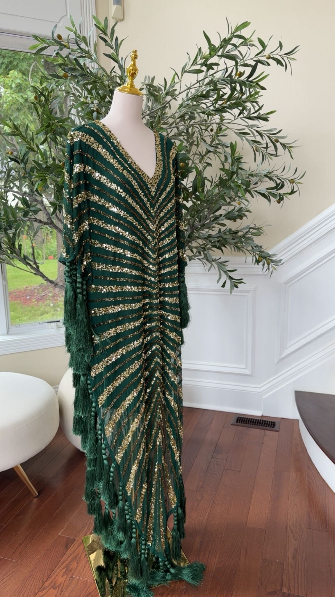 Golden Green Majestic Bling Abaya
