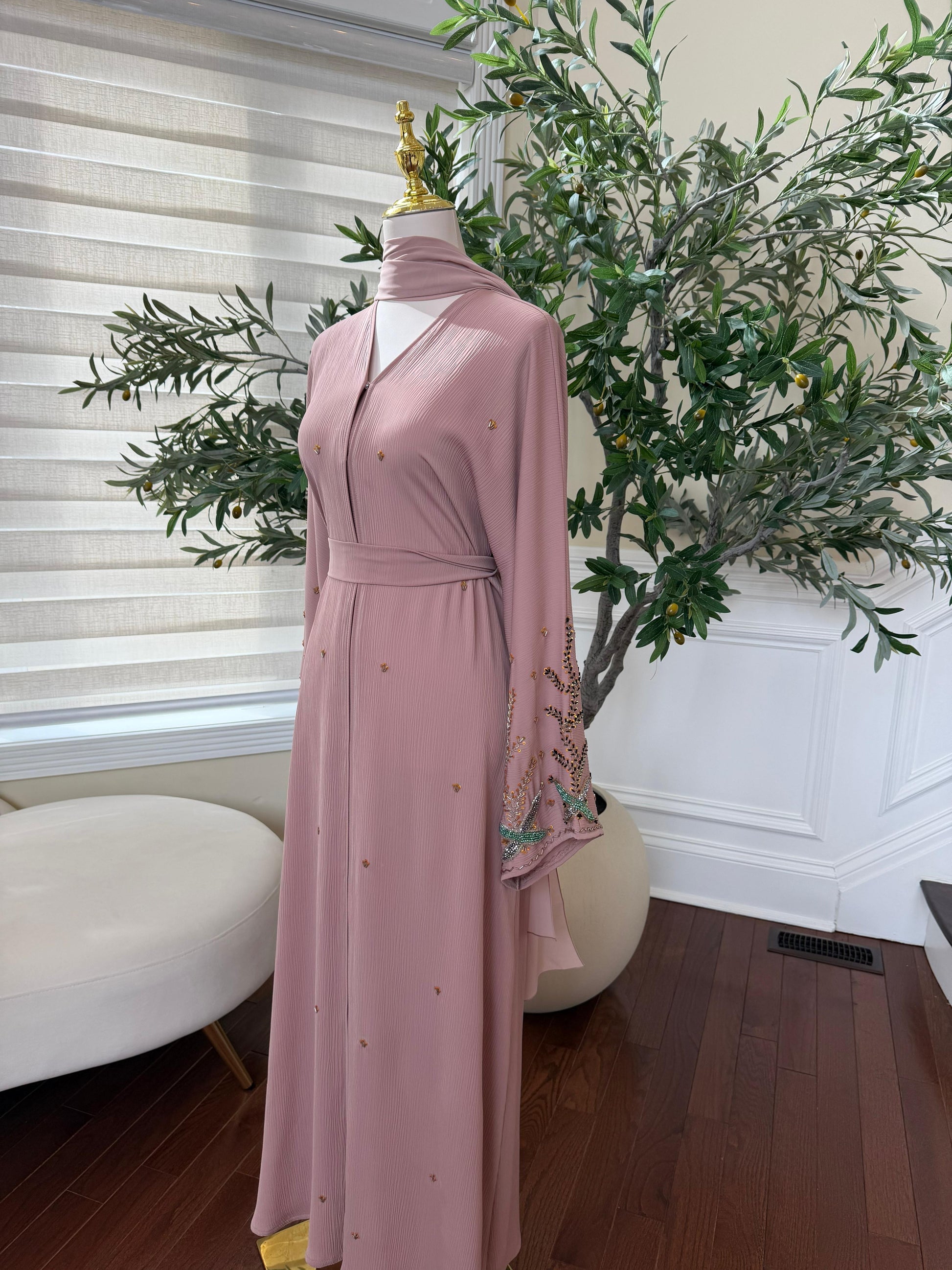 Rose Blush Sequin Abaya