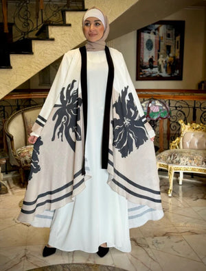 Elegant Floral Cardigan Abaya