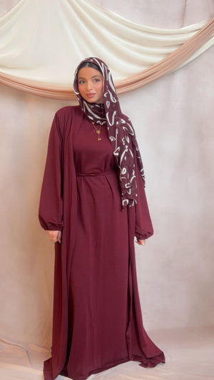 Maroon Two Piece Abaya Set