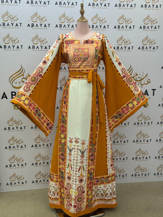 Mustard Bloom Heritage Embroidered Thobe