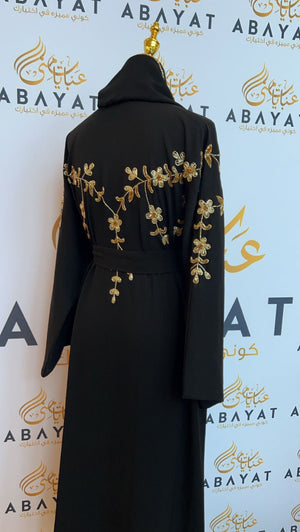 Black Golden Floral Abaya