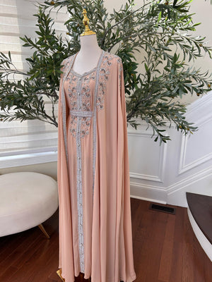 Peach/ Orange Beaded Stone Kuftan