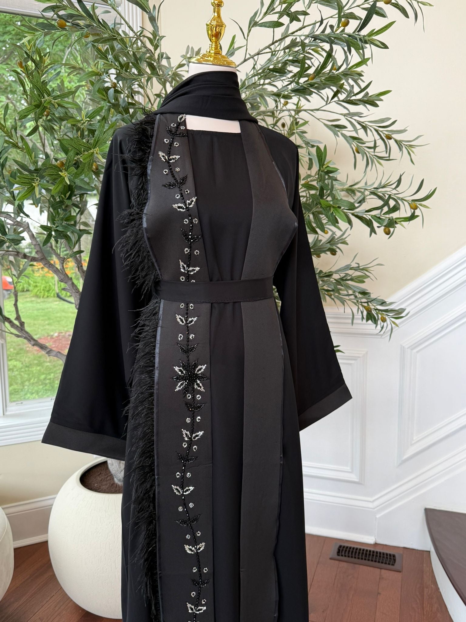Nada Fabric Black Abaya – Embroidered Detail with Graceful Flow