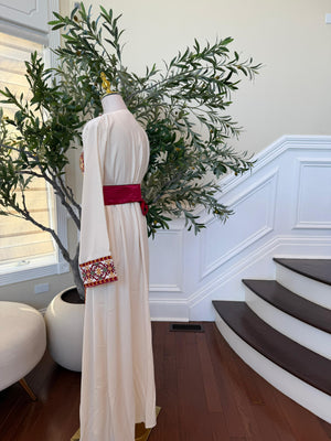 White Embroidery Tatreez Two Piece Thobe