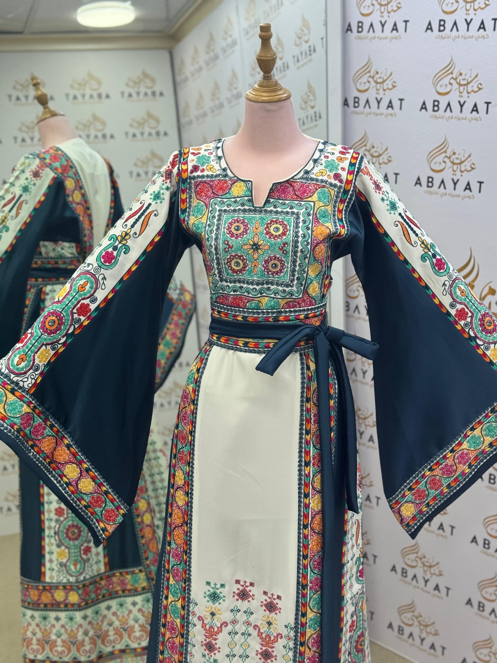Teal & Ivory Palestinian Tatreez Thobe