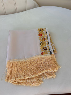Cream Tatreez Khirka Shal Mandil