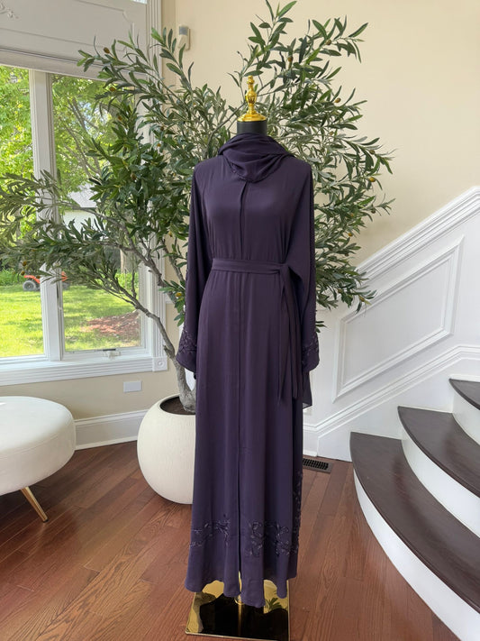 Royal Purple Floral Abaya