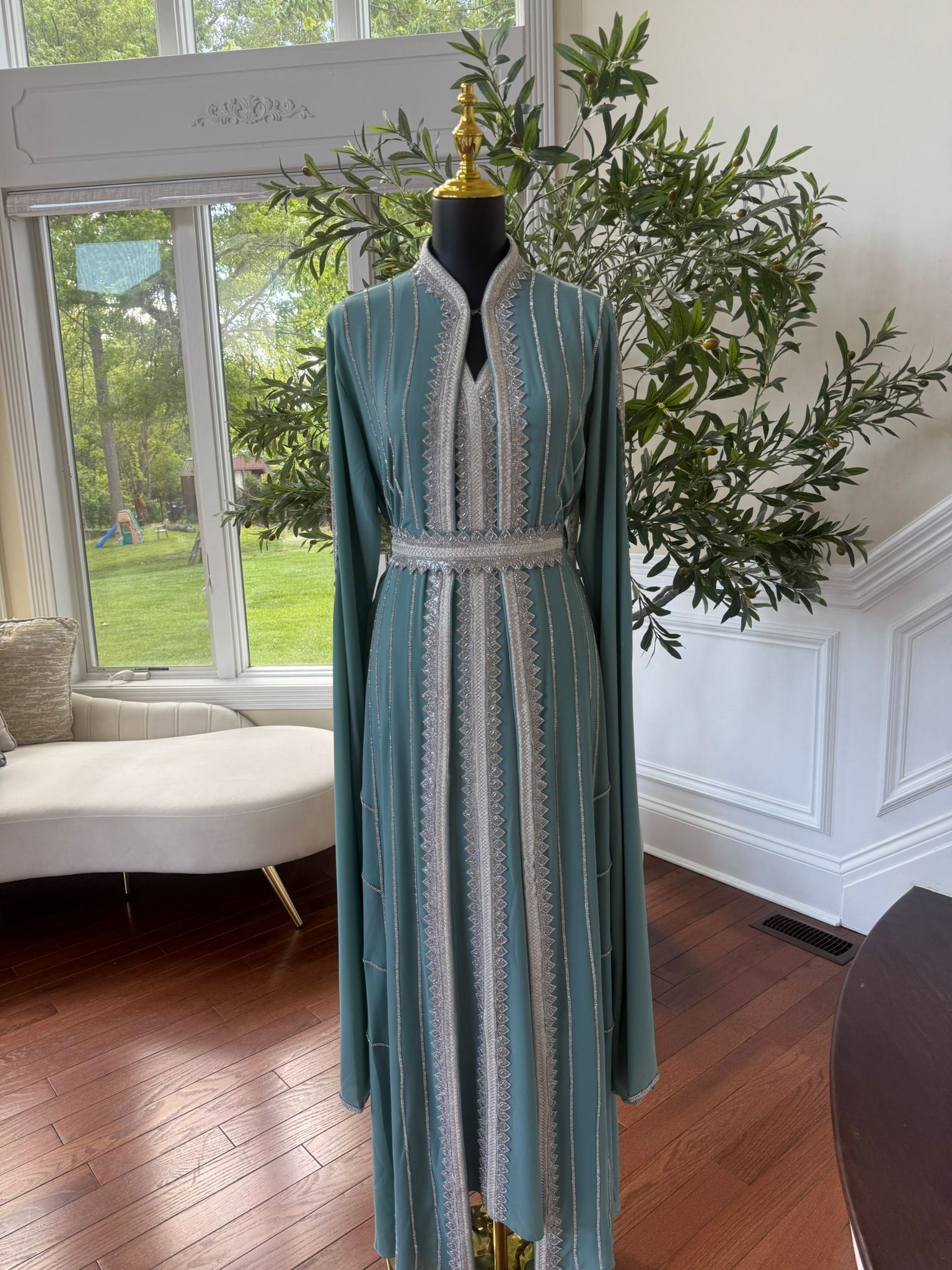 Elegant Mint Blue Kuftan