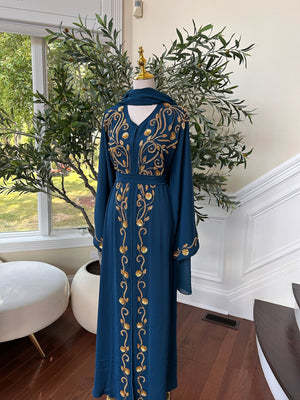 Turquoise Golden Essence Abaya