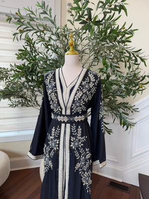 Blue Rose Beaded Royale Kuftan