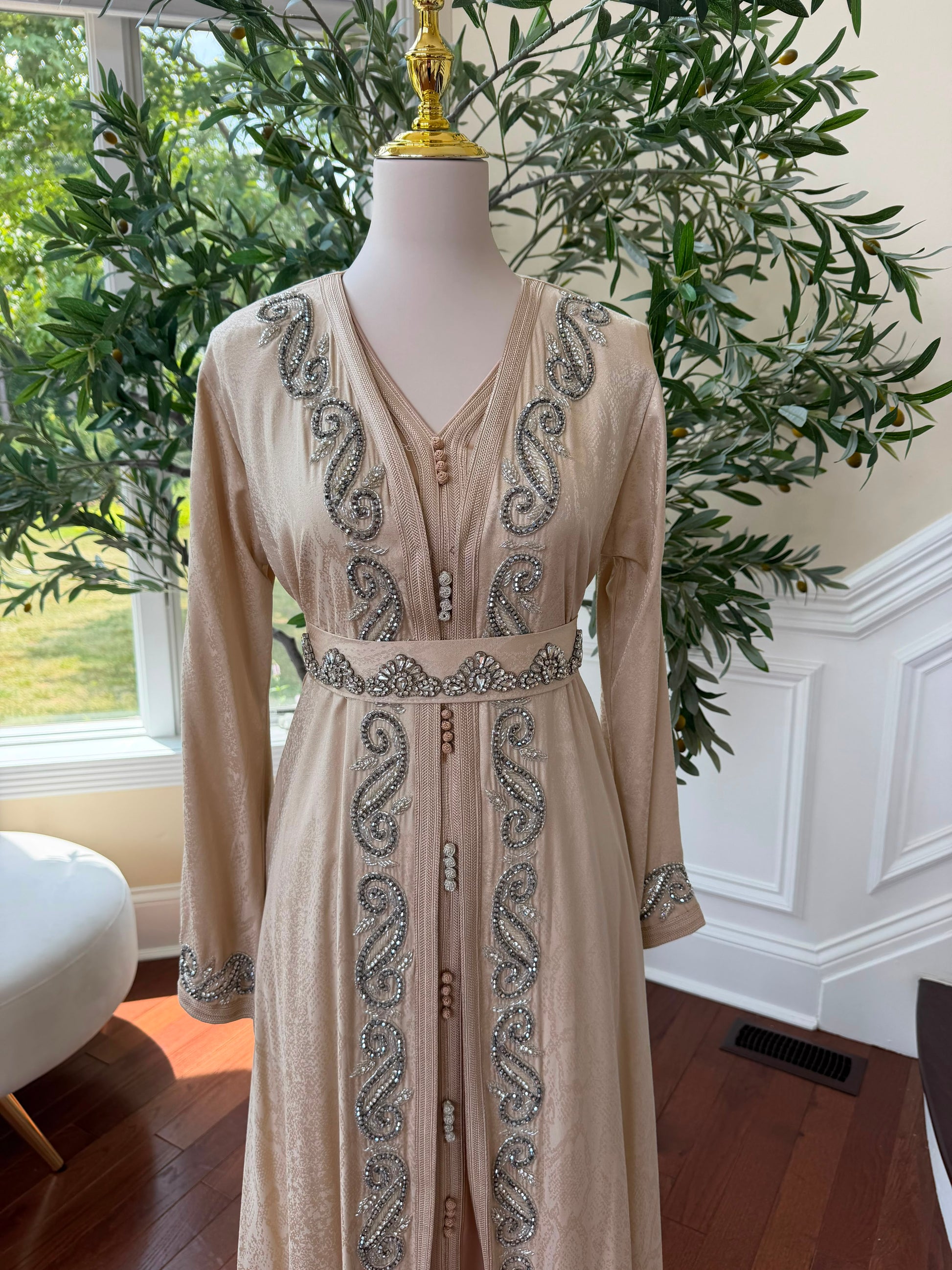 Peach Beaded Elegance Kuftan