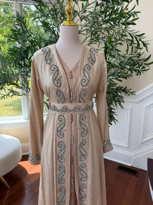 Peach Beaded Elegance Kuftan