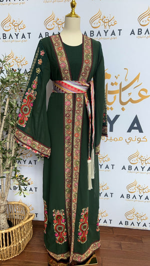 Green Tatreez Falahi Dress