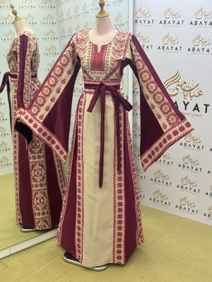 Embroidery Burgundy Tatreez Thobe