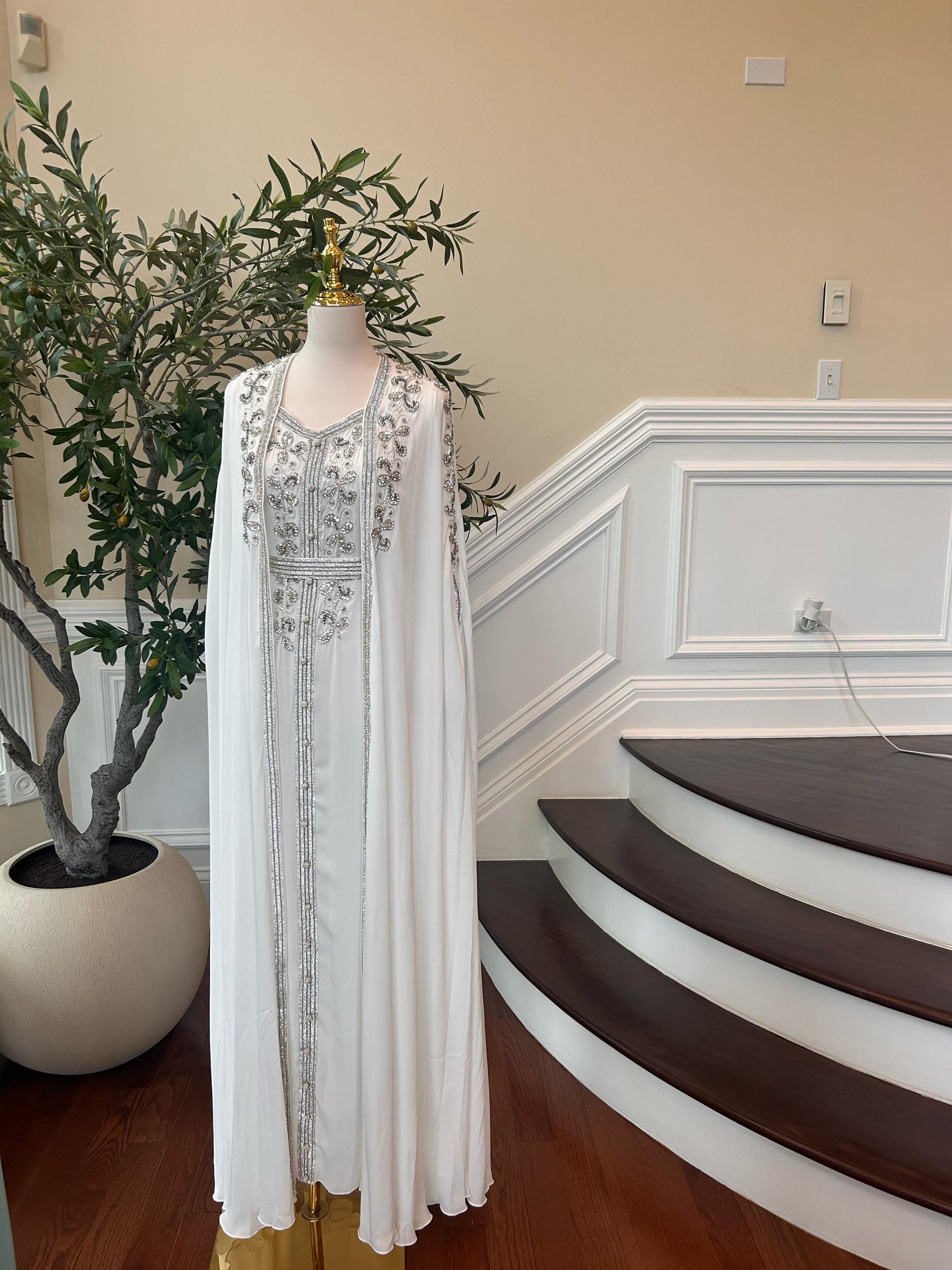 White Luxe Beaded Kuftan