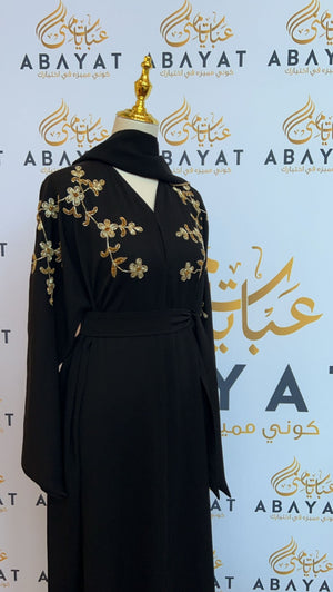 Black Golden Floral Abaya