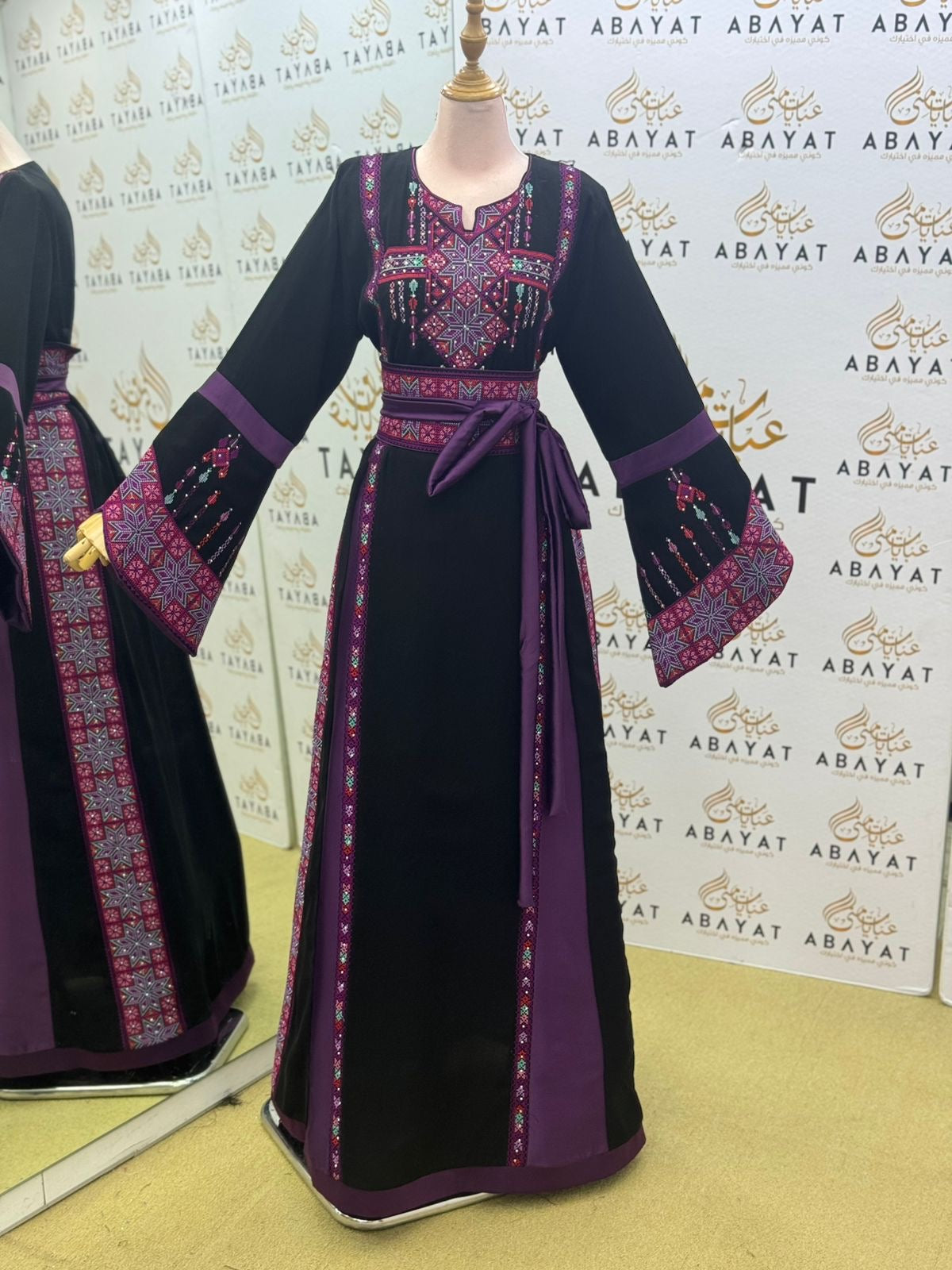 Black Embroidery Tatreez Embellishd Thobe