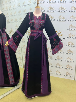 Black Embroidery Tatreez Embellishd Thobe