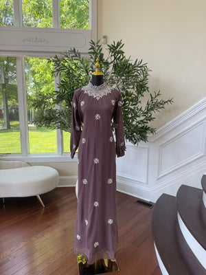 Radiant Mauve Bloom Maxi Dress