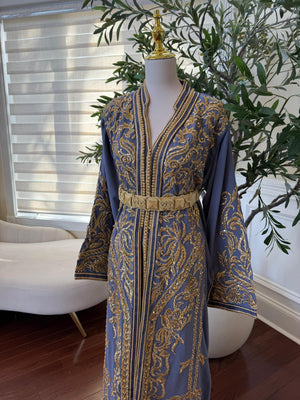 Gray Elegance Beaded Embroidery Kuftan