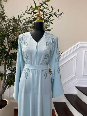 Baby Blue Design Charm Abaya