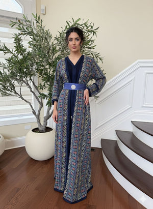 Navy Blue Embroidery Detail Kuftan