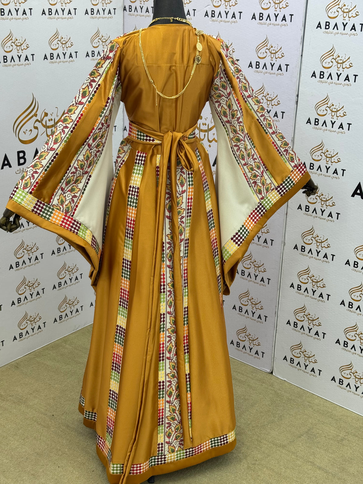 Mustard Gold Palestinian Embroidered Thobe