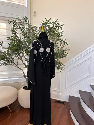 Black Beaded Charm Abaya