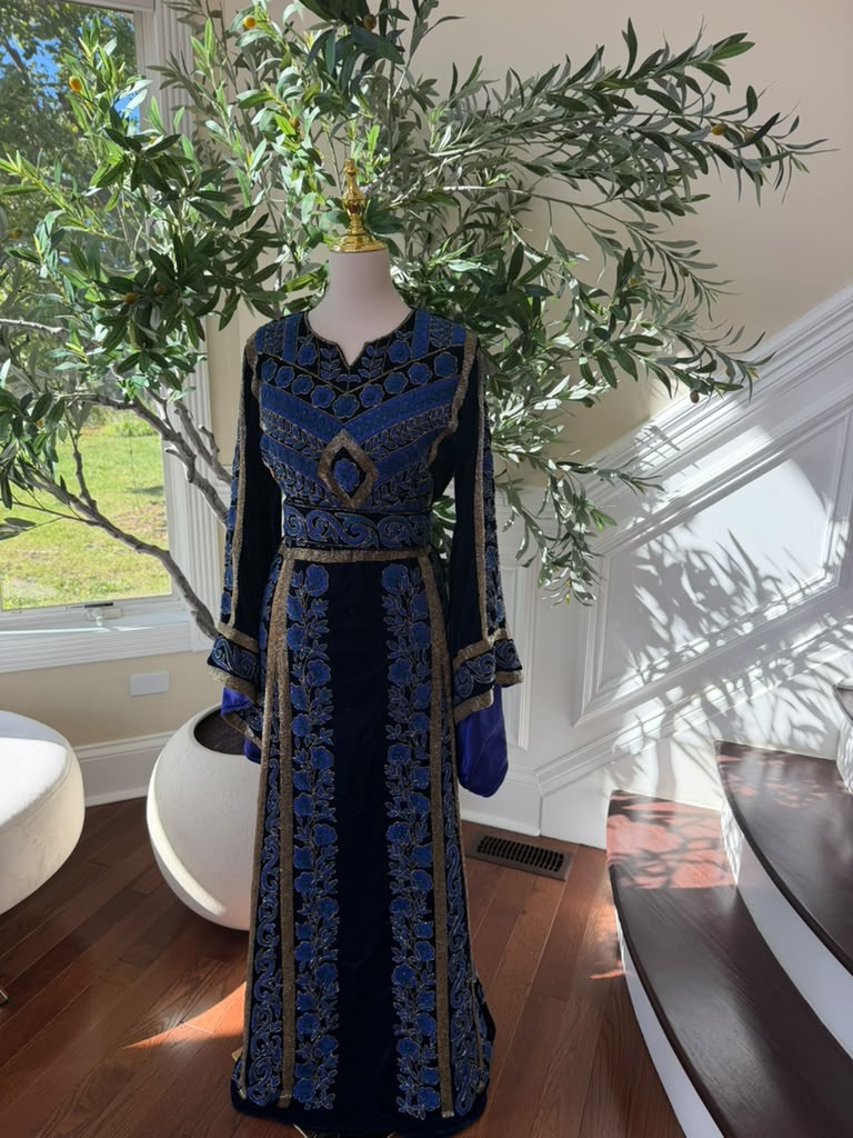 Royal Midnight Blue Embroidered Traditional Thobe (scarf not included)