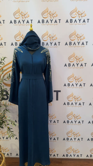 Blue Blossom Rose Abaya