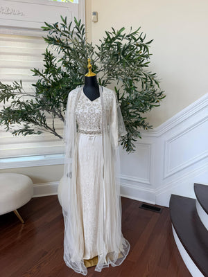 White Beaded Elegance Kuftan