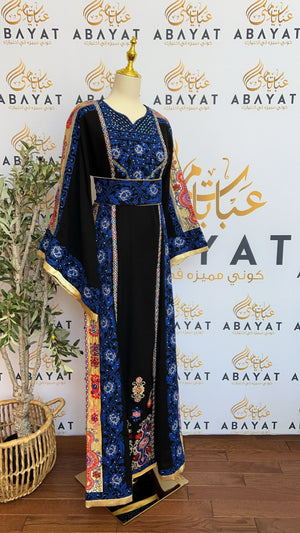 Black/Blue Embroidered Thobe #A