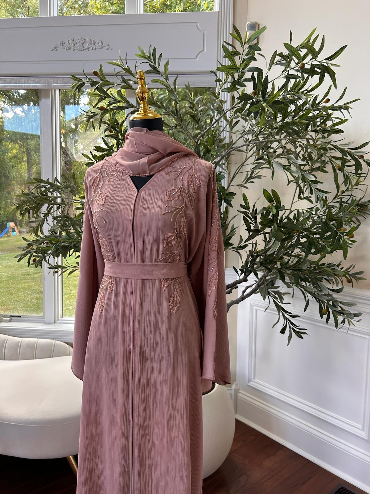 Pink Floral Charm Abaya