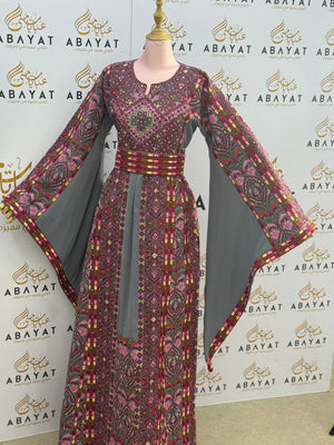 Royal Rose Grey Embroidery Elegance Thobe