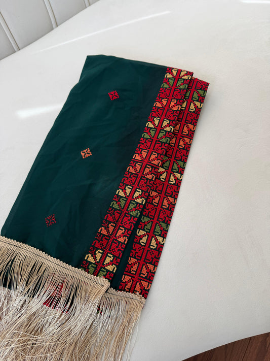 Emerald Green Tatreez Khirka Shal
