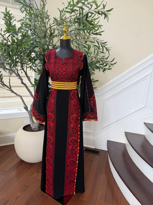 Traditional Tatreez Red Embroidery Thobe