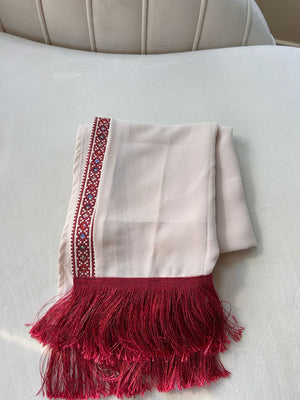 Cream Tatreez Khirka Shal Mandil