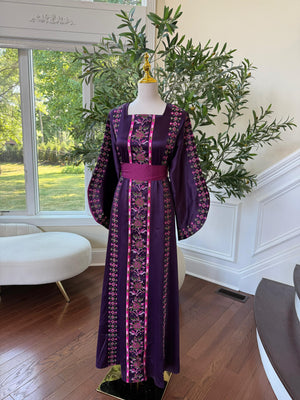 Purple Satin Tatreez Thobe