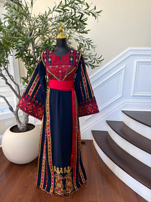Blue Embroidery Tatreez Traditional Thobe